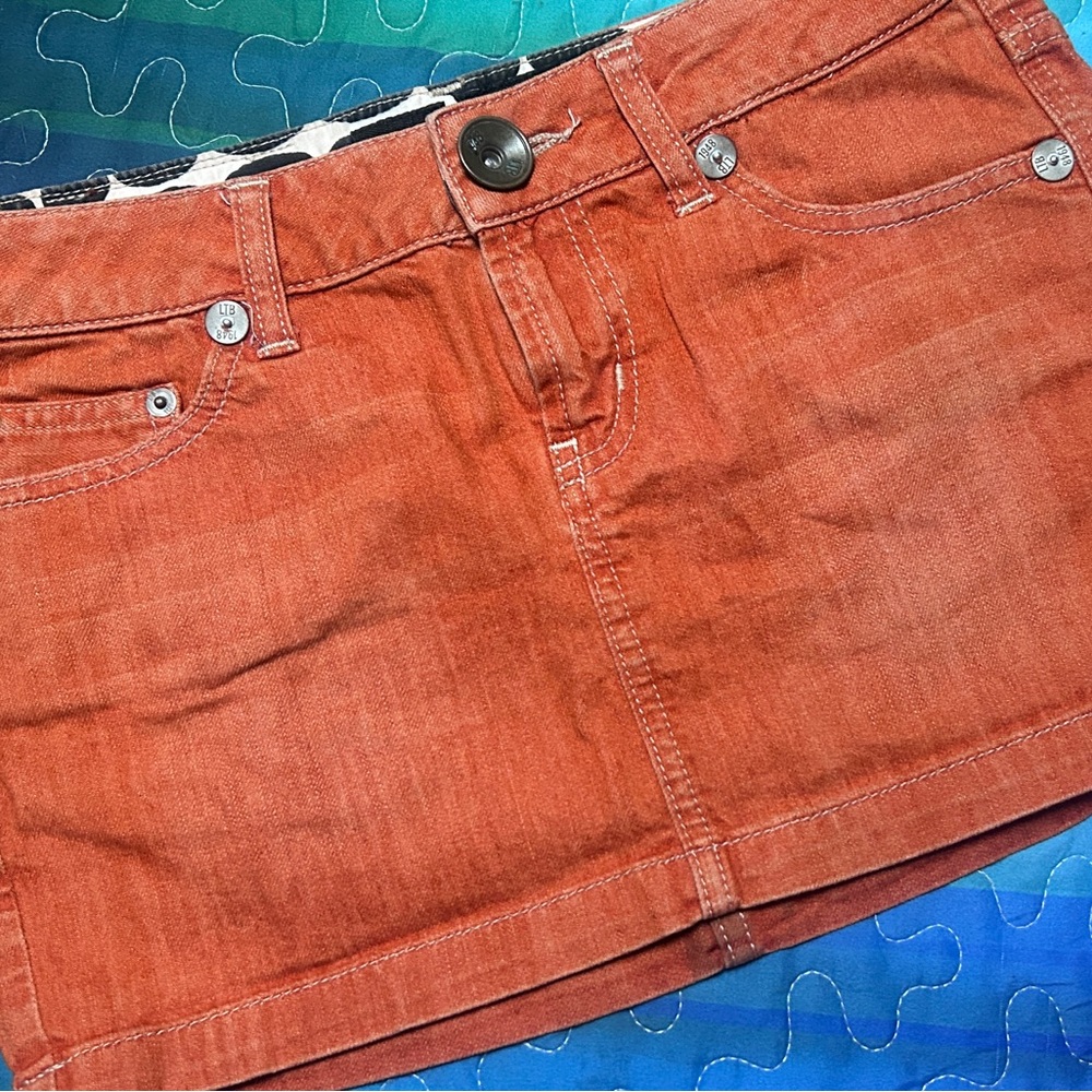 Rust Orange Denim Mini Skirt